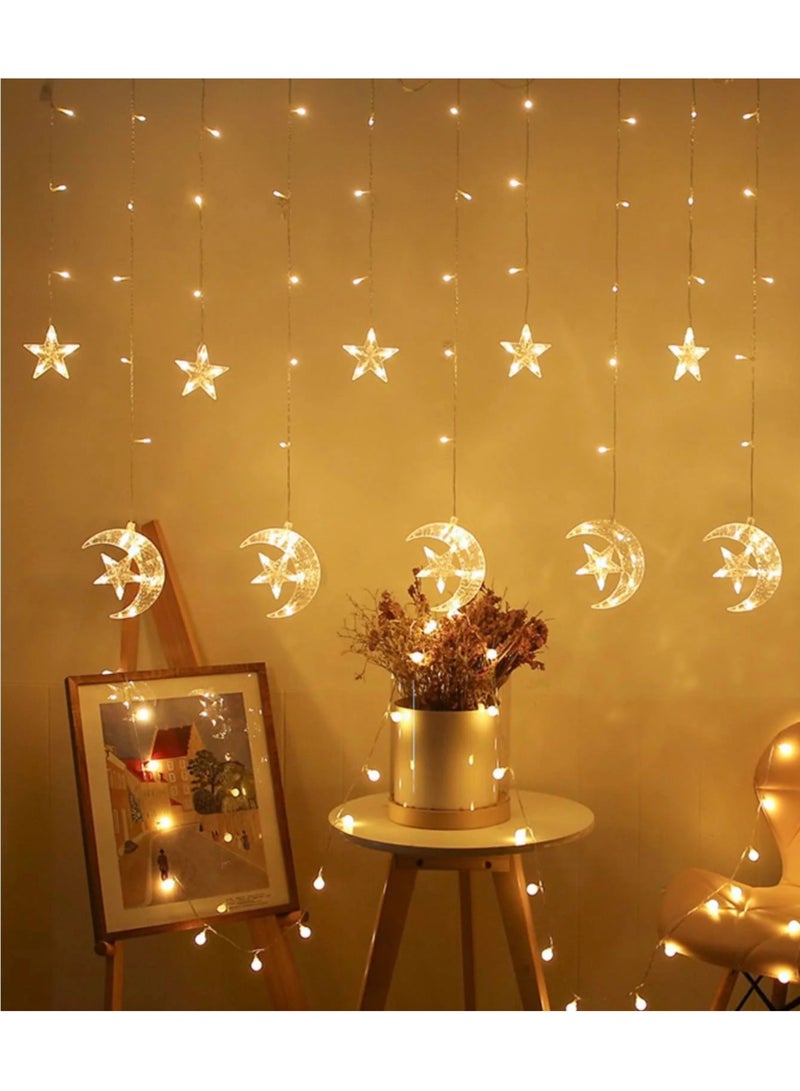 LED Strip Star Moon Ramadan Lights - 2.5M LED Strips Eid Decorations String Lights for Home & Window | 8 Lighting Modes Fairy Lights for Ramadan Kareem, Eid Mubarak, & Bedroom Decor - Warm White - Image 4